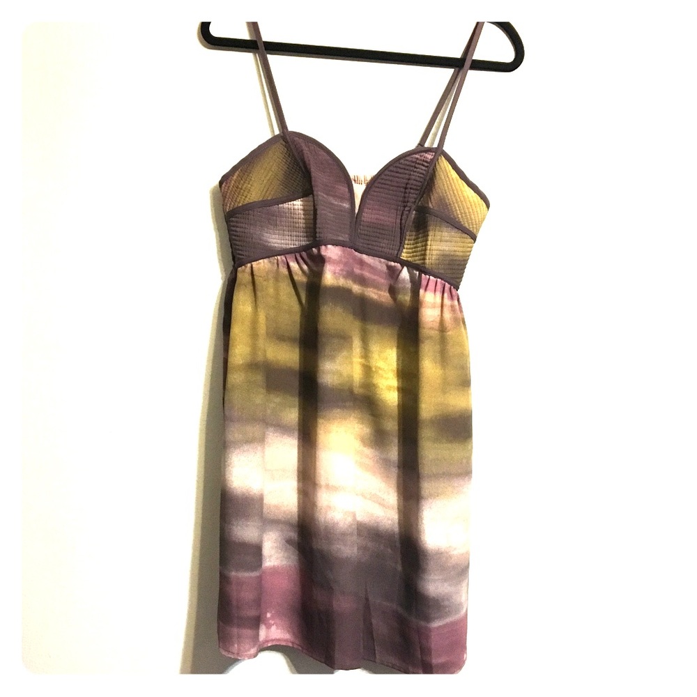 Purple and green slip dress